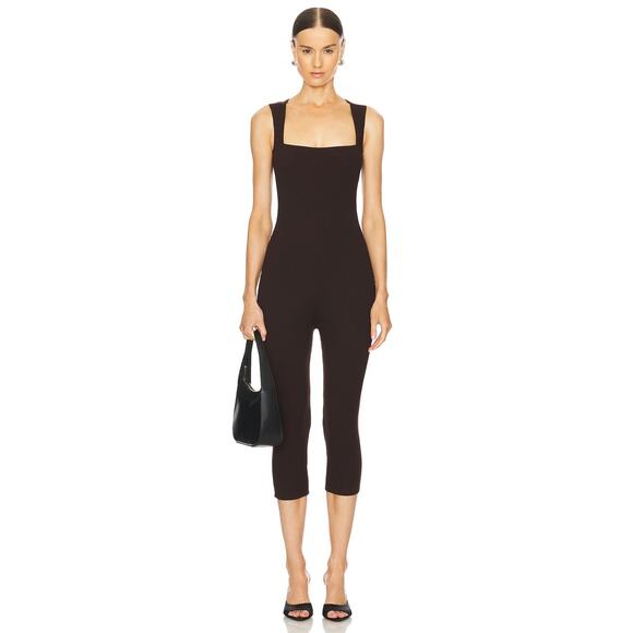 Sans Faff Bell Pedal Pusher Ribbed Jumpsuit Sleeveless Square Neck Y2K Summer S - Picture 1 of 14